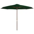 Parasol d'extérieur avec mât en bois 350 cm Vert