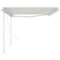 Auvent automatique rétractable poteaux 5x3,5 m Crème