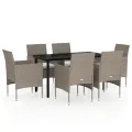 Ensemble à manger de jardin coussins 7 pcs Beige/noir
