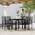 Ensemble à manger de jardin 7 pcs Noir