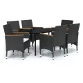 Ensemble à manger de jardin avec coussins 7 pcs Noir