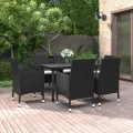 Ensemble à manger de jardin coussins 7 pcs Résine tressée Verre