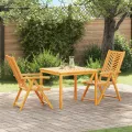 Ensemble de salle à manger de jardin en 3 pièces en bois massif d'acacia