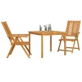 Ensemble de salle à manger de jardin en 3 pièces en bois massif d'acacia