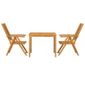 Ensemble de salle à manger de jardin en 3 pièces en bois massif d'acacia