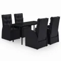 Ensemble à manger de jardin avec coussins 5 pcs Noir