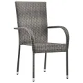 Ensemble à manger de jardin 5 pcs Gris et noir
