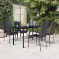 Ensemble à manger de jardin 5 pcs Noir