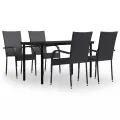 Ensemble à manger de jardin 5 pcs Noir