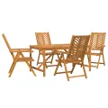 Ensemble de jardin de 5 pièces en bois massif d'acacia