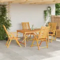 Ensemble de jardin de 5 pièces en bois massif d'acacia