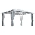 Tonnelle avec rideau et lumières LED 4x3 m Crème Aluminium
