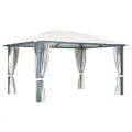 Tonnelle avec rideau et lumières LED 4x3 m Crème Aluminium