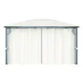 Tonnelle avec rideau et lumières LED 4x3 m Crème Aluminium