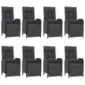 Ensemble à manger jardin 9pcs et coussins noir résine tressée