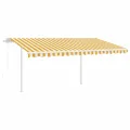 Auvent rétractable automatique et poteaux 4,5x3m Jaune et blanc