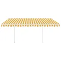 Auvent rétractable automatique et poteaux 4,5x3m Jaune et blanc