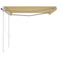 Auvent rétractable automatique et poteaux 4,5x3m Jaune et blanc
