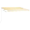 Auvent rétractable automatique et poteaux 4,5x3m Jaune et blanc