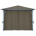 Tonnelle avec rideau et lumières LED 4x3 m Taupe Aluminium