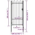 Portillon simple porte avec dessus arqué Acier 1x2 m Noir