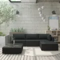Salon de jardin 5 pcs avec coussins résine tressée noir