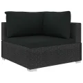 Salon de jardin 5 pcs avec coussins résine tressée noir