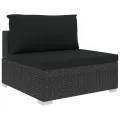 Salon de jardin 5 pcs avec coussins résine tressée noir