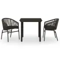 Ensemble à manger de jardin 3 pcs Noir