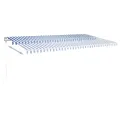 Auvent automatique capteur de vent LED 600x350 cm Bleu et blanc