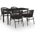 Ensemble à manger de jardin 5 pcs Noir