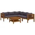 Salon de jardin 6 pcs avec coussin Bois d'acacia solide
