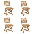 Chaises pliables de jardin lot de 4 avec coussins Bois d'acacia