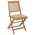 Chaises pliables de jardin lot de 4 avec coussins Bois d'acacia