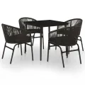 Ensemble à manger de jardin 5 pcs Noir