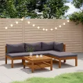 Salon de jardin 5 pcs avec coussin Bois d'acacia solide
