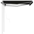 Auvent rétractable automatique et poteaux 3x2,5 m Anthracite