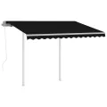Auvent rétractable automatique et poteaux 3x2,5 m Anthracite