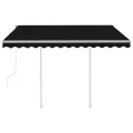 Auvent rétractable automatique et poteaux 3x2,5 m Anthracite
