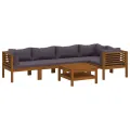 Salon de jardin 6 pcs avec coussin Bois d'acacia solide