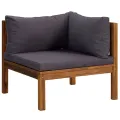 Salon de jardin 6 pcs avec coussin Bois d'acacia solide