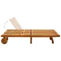 Chaise longue de jardin 2 places avec coussins Acacia solide