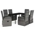 Ensemble à manger de jardin avec coussins 7 pcs Gris