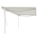 Auvent manuel rétractable avec poteaux 5x3 m Crème