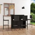 Ensemble de bar de jardin avec coussins 5 pcs Noir