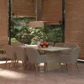 Ensemble à manger de jardin 9 pcs Résine tressée Marron