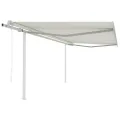 Auvent automatique rétractable avec poteaux 4x3,5 m Crème