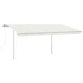 Auvent automatique rétractable avec poteaux 4x3,5 m Crème