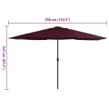Parasol de jardin avec mât en métal 390 cm rouge bordeaux