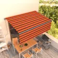 Auvent automatique rétractable avec store 4x3m Orange et marron